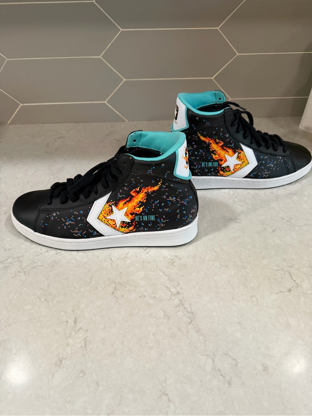 Converse Pro Leather NBA Jam He's On Fire Black High Top Sneakers 171313C Mens 9